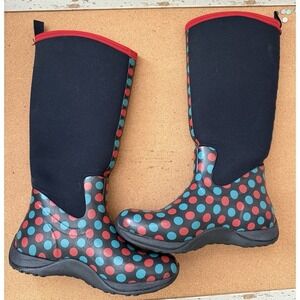 Muck Boot Company Polka Dot Tall Rain Boots Waterproof Neoprene Women 8